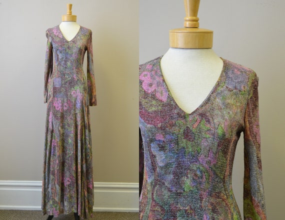 1970s Futura Couture Tinsel Maxi Dress