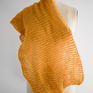 1970s Golden Yellow Open Knit Scarf image 4