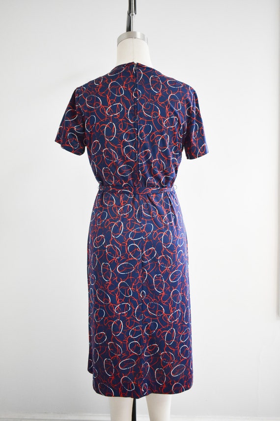 1970s Navy, Red, and White Ring Print Dress and J… - image 7