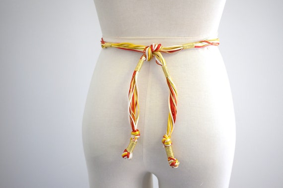 1980s Red and Gold Cord Tie Belt - image 4