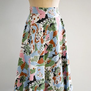 1940s Farm Scene Cotton Novelty Skirt