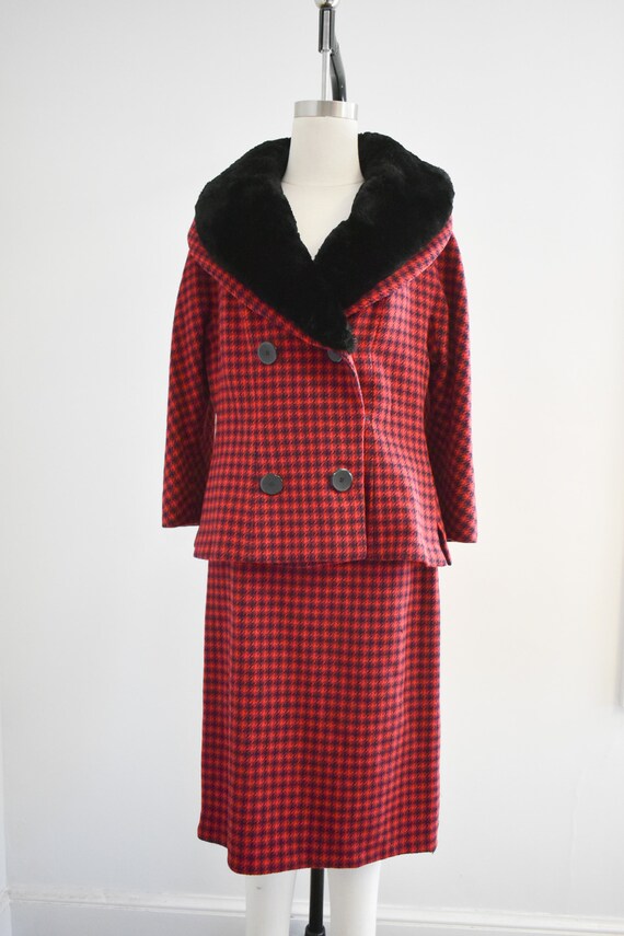 1950s Dan Millstein Red and Black Plaid Wool Skir… - image 2