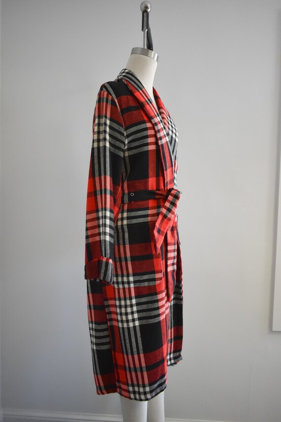 1960s Sear's Red and Black Plaid Bathrobe - image 4