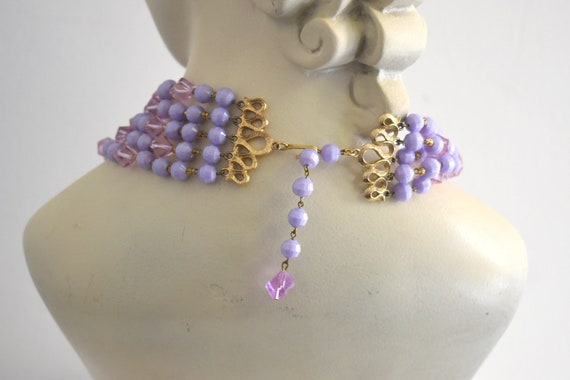 1950s/60s Purple Plastic Five Strand Necklace - image 6