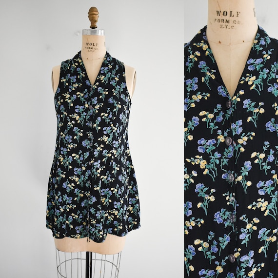 1990s/Y2K April Cornell Floral Tunic Blouse