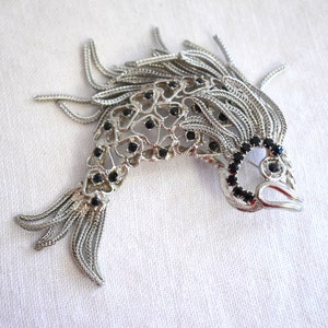 1960s Silver Fish Fringe Brooch/Pendant