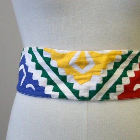 1970s Indian Cotton Patchwork Belt - image 1