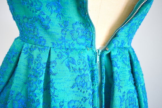 1950s/60s Rappi Green and Blue Brocade Party Dress - image 6