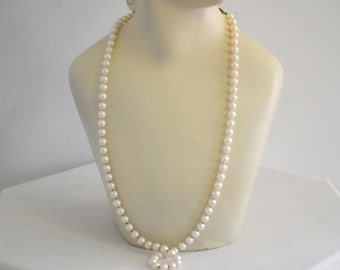 Vintage Glass Faux Pearl Bead Necklace