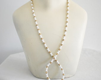 1960s Monet White Bead Necklace on a Skinny Chain