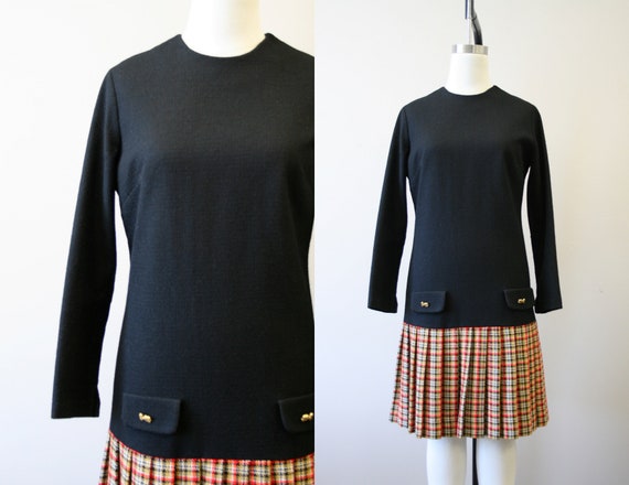 1960s Drop Waist Wool Blend Dress