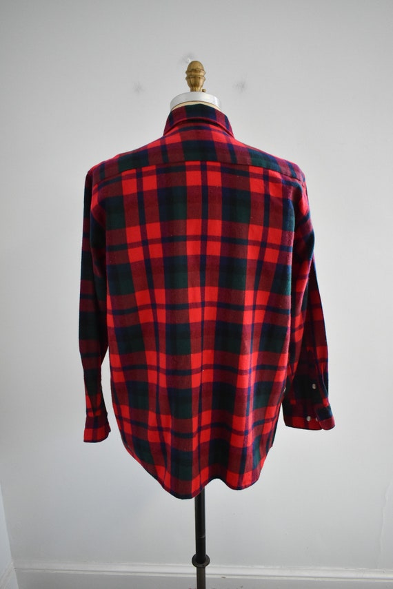 1980s Red Plaid Flannel Shirt - image 5