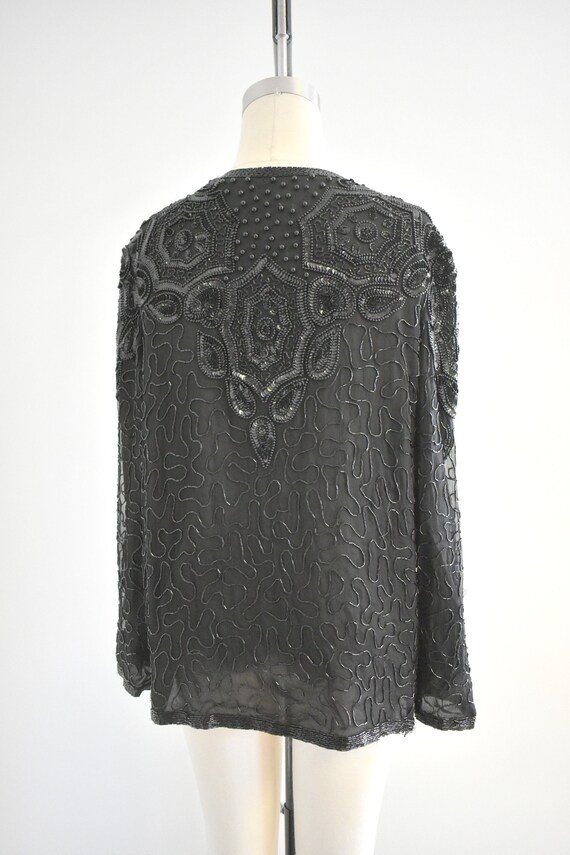 1990s Black Beaded Jacket - image 5