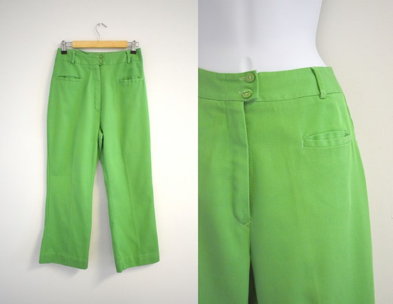 1970s Miss Holly Kelly Green Cropped Pants - Gem