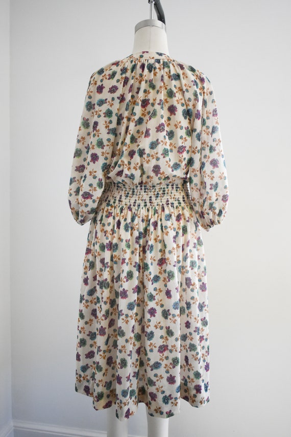 1970s Kay Windsor Sheer Floral Midi Dress - image 5