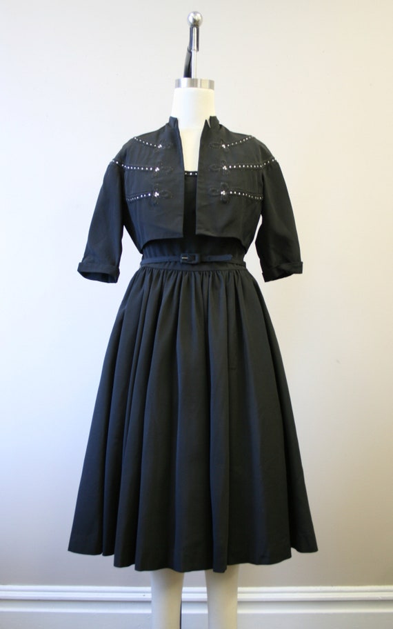 1950s Carlye Black Dress and Jacket Set - image 2