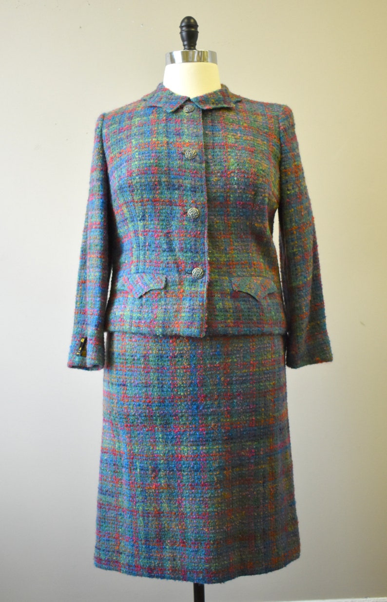 1950s NOS Tailorbrooke Blue Tweed Skirt Suit image 2