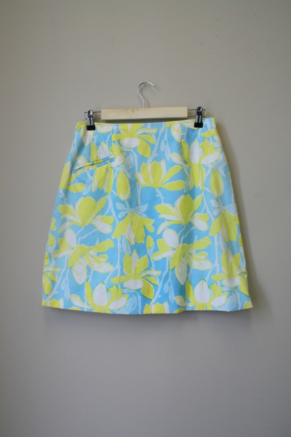 1960s Lilly Pulitzer Blue and Yellow Floral Mini … - image 2