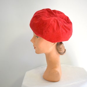 1960s Red Suede Beret Style Hat image 4