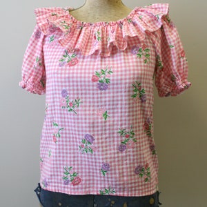 1950s Pink Gingham and Floral Two Piece Skirt Set - Etsy