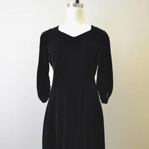 1940s Black Velvet Swing Dress
