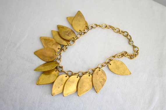 Vintage Gold Leaf Charm Necklace - image 7