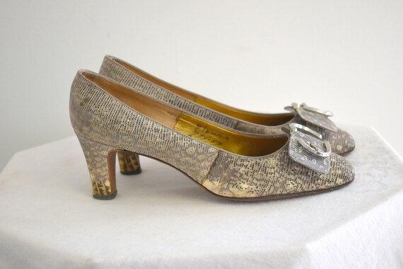 1940s Van Arden Gray Snakeskin Heels in Original … - image 3