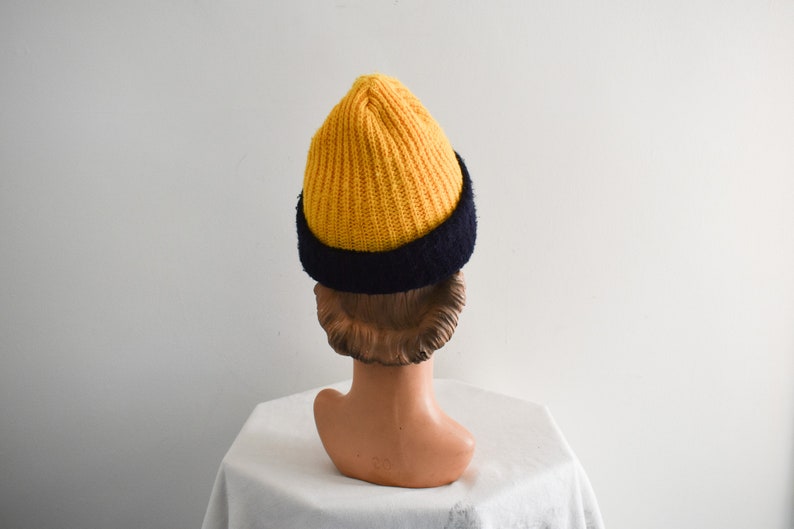 1970s Yellow and Navy Beanie image 3