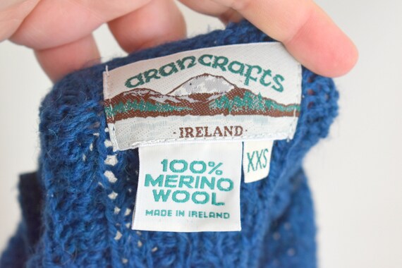 1990s Aran Crafts Dark Blue Irish Merino Wool Car… - image 6