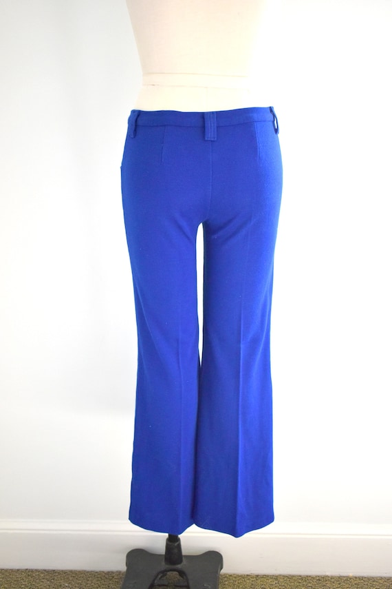 1970s Bright Blue Low Rise Knit Pants - image 5