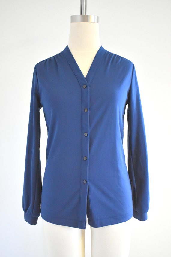 1970s Sears Navy Polyester Shirt - image 2