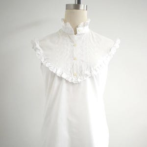 1980s White Eyelet Lace Ruffles Blouse