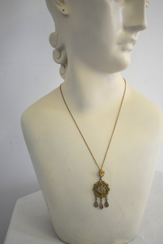 Antique Filigree Pendant and Chain - image 4