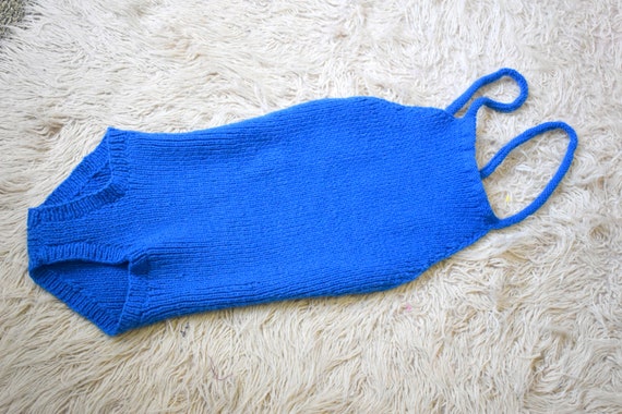 Vintage Blue Sweater Knit Swimsuit - image 7