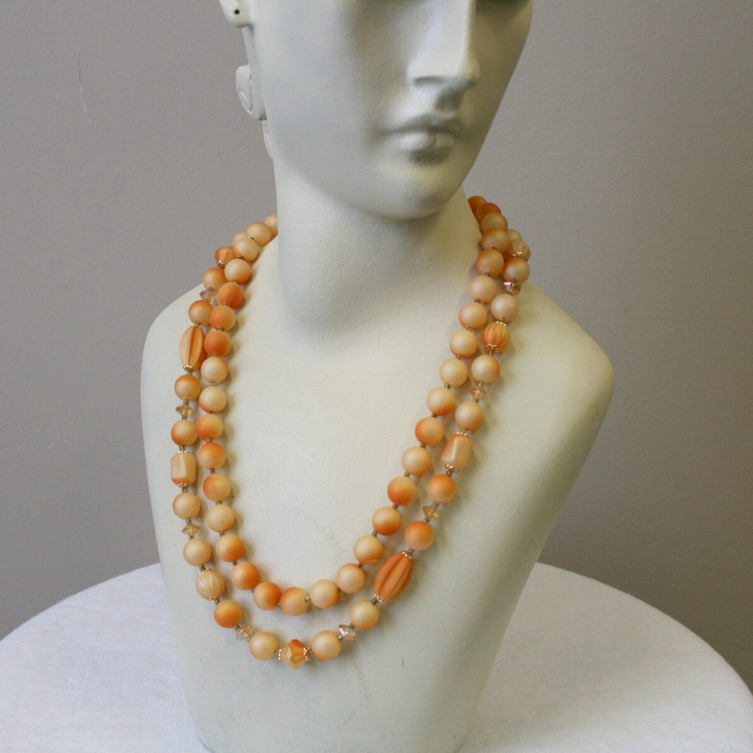 1960s Frosted Orange Double Strand Necklace - Etsy