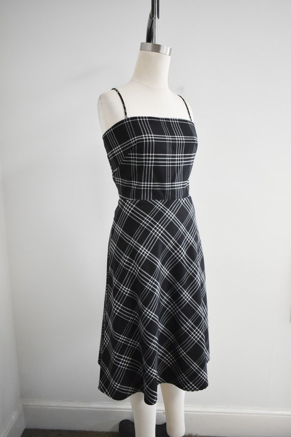 1990s Black and White Plaid Dress - image 4