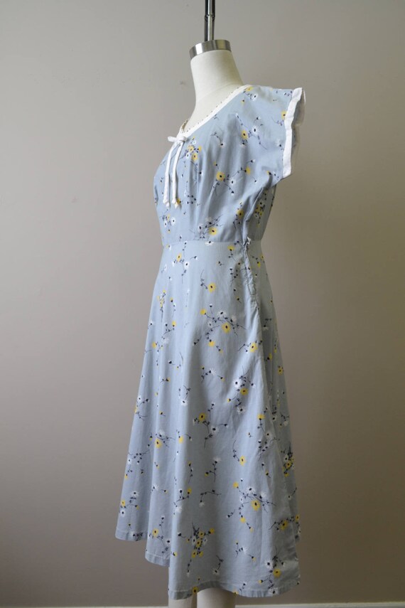 1950s Gray Daisy Cotton Dress - image 3