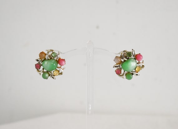 1950s Coro Pastel Clip Earrings - image 2