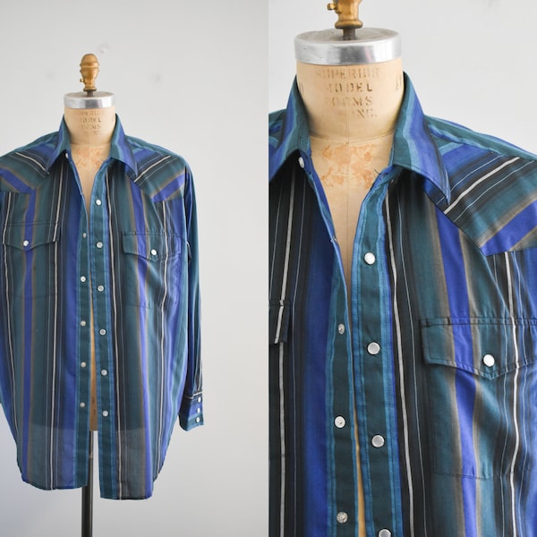 Vintage 80's Checkpoint men's t-shirt striped S