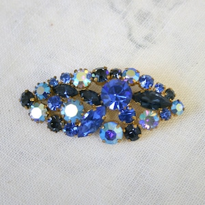 1950s Austrian Blue Rhinestone Brooch