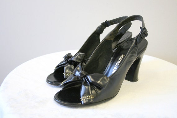 1940s Herbert Levine "Pinafore" Black Leather Stud