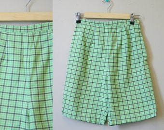 1960s Green Plaid Bermuda Shorts