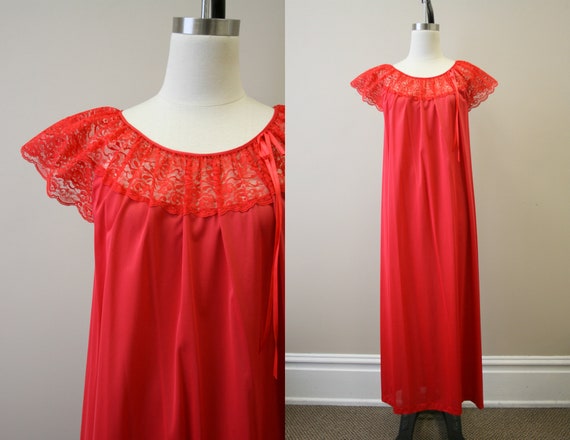 1980s Red Night Gown