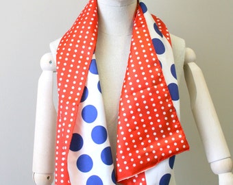 1960s Red, White, and Blue Polka Dot Scarf