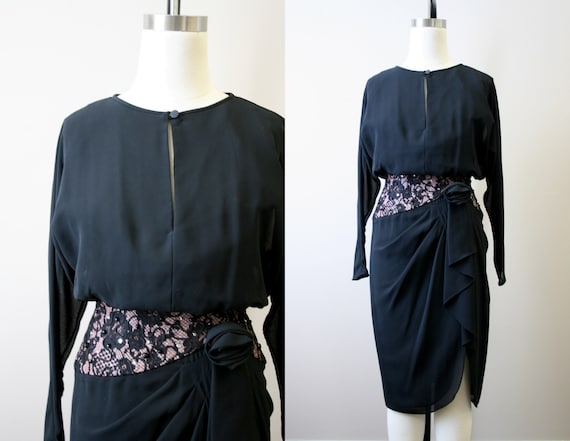 1980s-does-1940s Black Dress