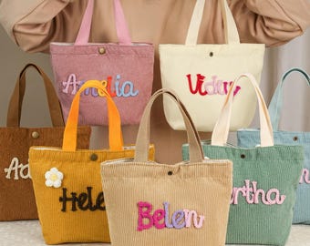 Personalized Name Handbag,Kids Corduroy Name Handbag,Custom Little Girl Purse,Children's Gift,Toddler Travel Bag,Birthday & Christmas Gift23