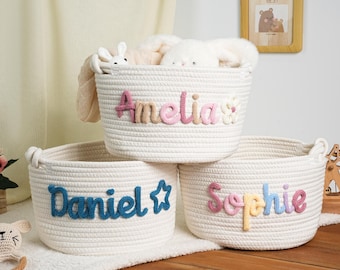 Personalized Basket Baby Gift,Baby Shower Gift,Custom Baby Girl & Boy Name Basket,Toy Organizer,Storage Basket,Newborn Gift,Baby Basket Gift