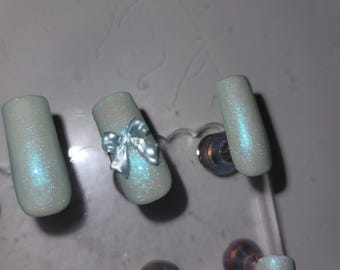 blue Press on nails