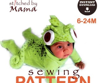 Tangled Chameleon Pascal inspired  Baby Costume Sewing Pattern (Sizes 6M-24M) (Digital Download)