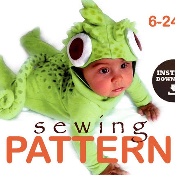 Sewing PATTERN - Tangled's Chameleon Pascal Inspired Baby Costume - sizes 6M to 24M- Read full description